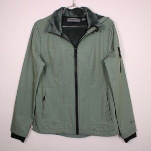 Free Country Jacket Womens‎ S Green Fleece Lined Zip Pockets Thumbhole Cuffs